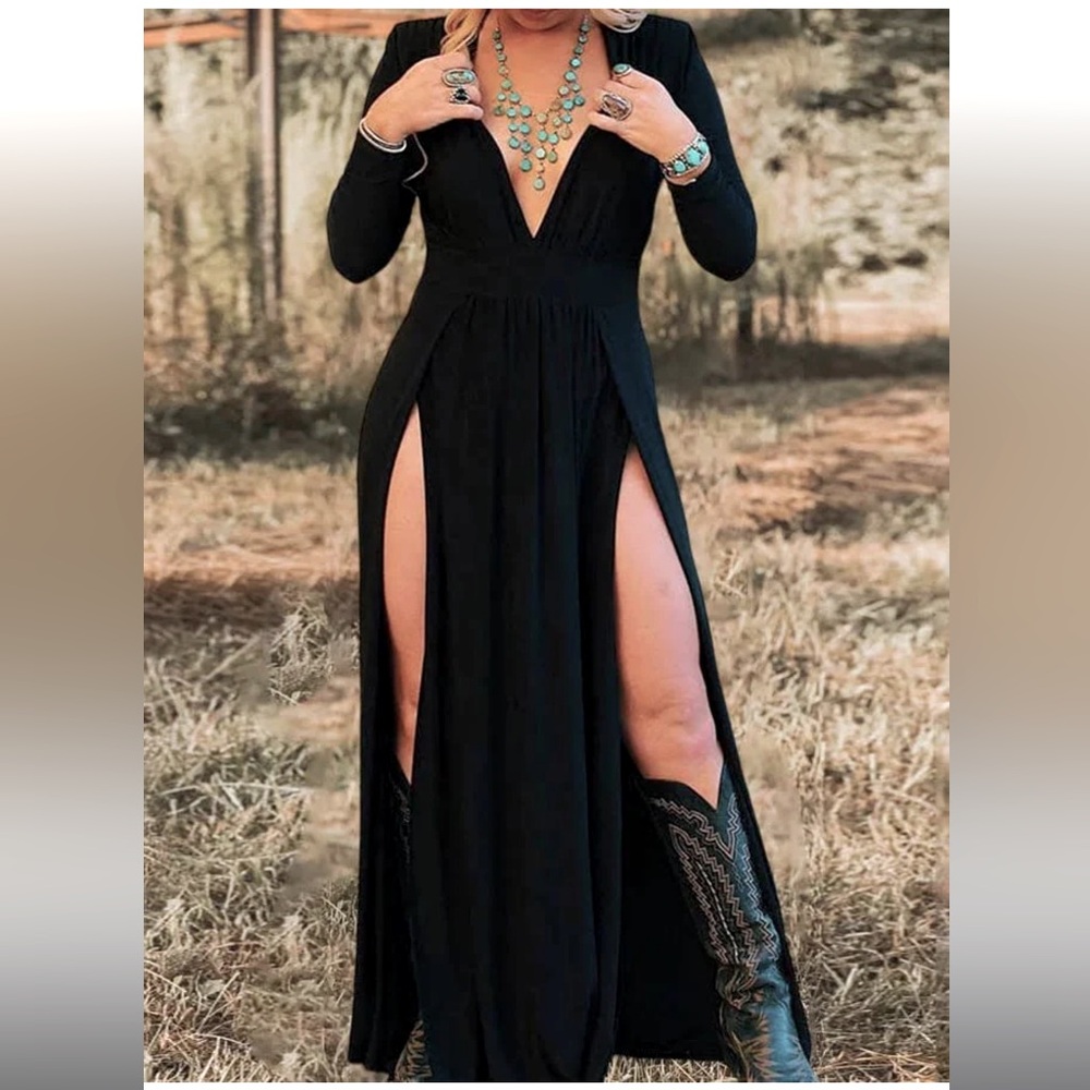 Black dress with slit